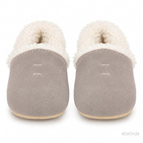 Dotty Fish barntofflor av mocka. Fodrade med varm fleece. 0 6 månader upp till 4 5 år. Mjuk antihalksula. grå 3 år (27 EU) 5057366618412