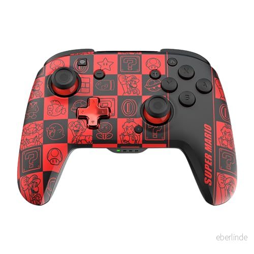 Official Wireless Deluxe Controller Nintendo Switch GLOW, Super Icons, Röd och svart 708056071578