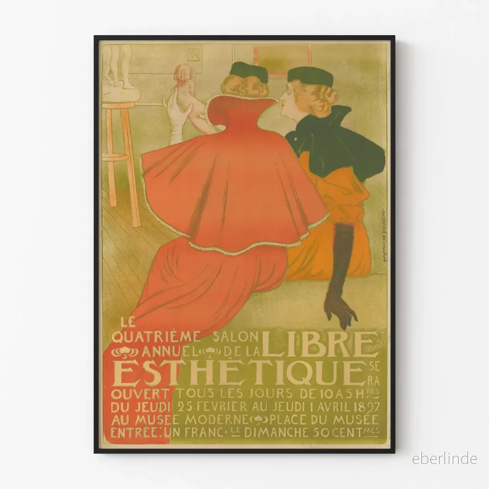 Vintageposter för Fjärde årliga utställningen av Den fria estetik 1897