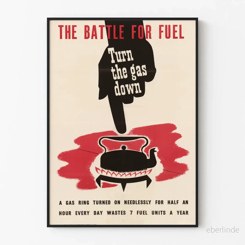 Vintageaffisch för energibesparing - Kampen om bränslet