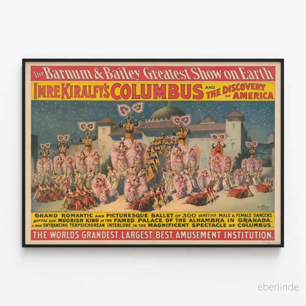 Vintageposter av Imre Kiralfy: Columbus och upptäckten av Amerika