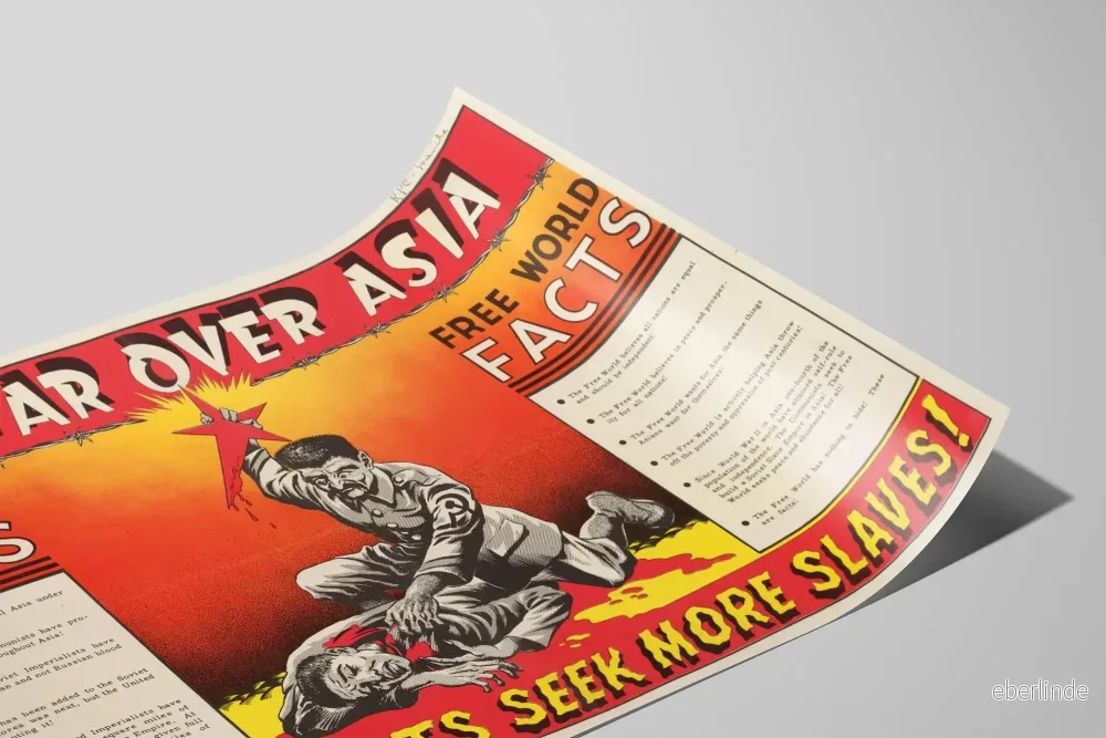 Vintageposter Röd Stjärna över Asien - Väggdekoration Politisk - Bild 2