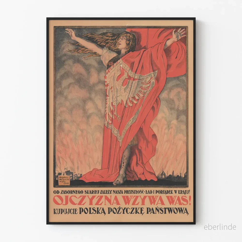 Vintage polsk patriotisk poster för väggdekoration