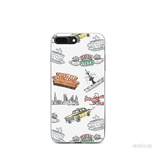ERT GROUP mobiltelefonfodral för Apple Iphone 7 PLUS/ 8 PLUS originalt och officiellt licensierat Friends mönster 011 Vit anpassad till formen på mobiltelefonen, fodral tillverkad av TPU plast 5903932271751