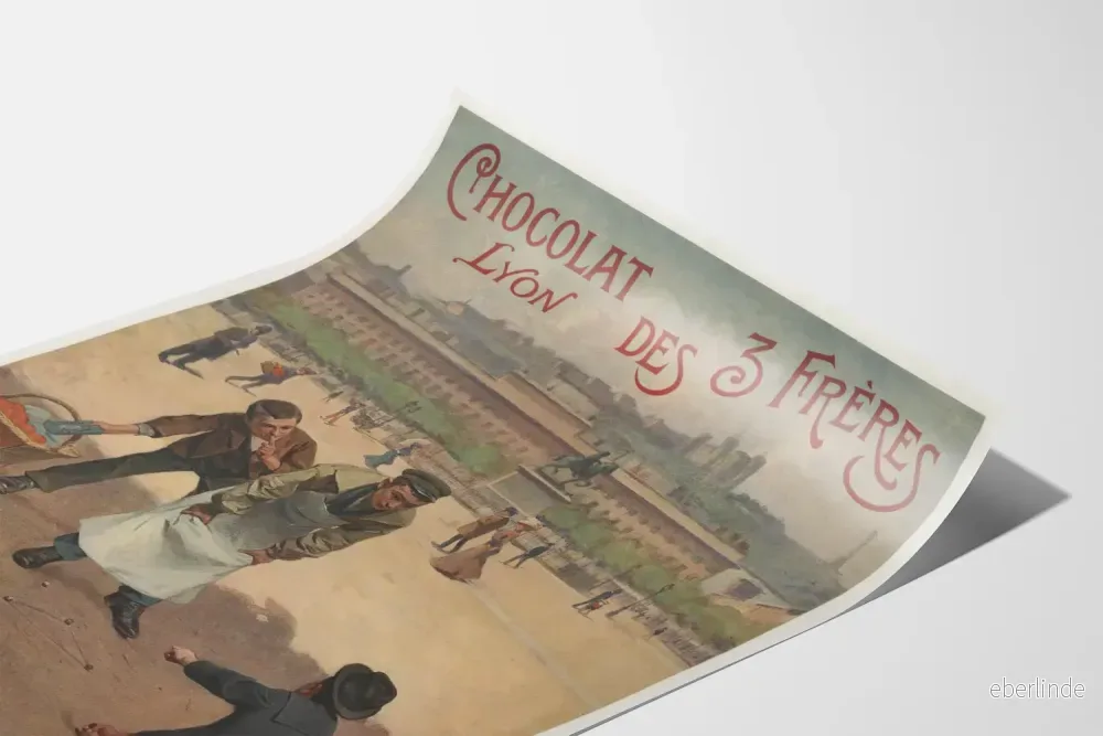 Vintageposter för Chocolat des 3 Frères Lyon dekorativ - Bild 3