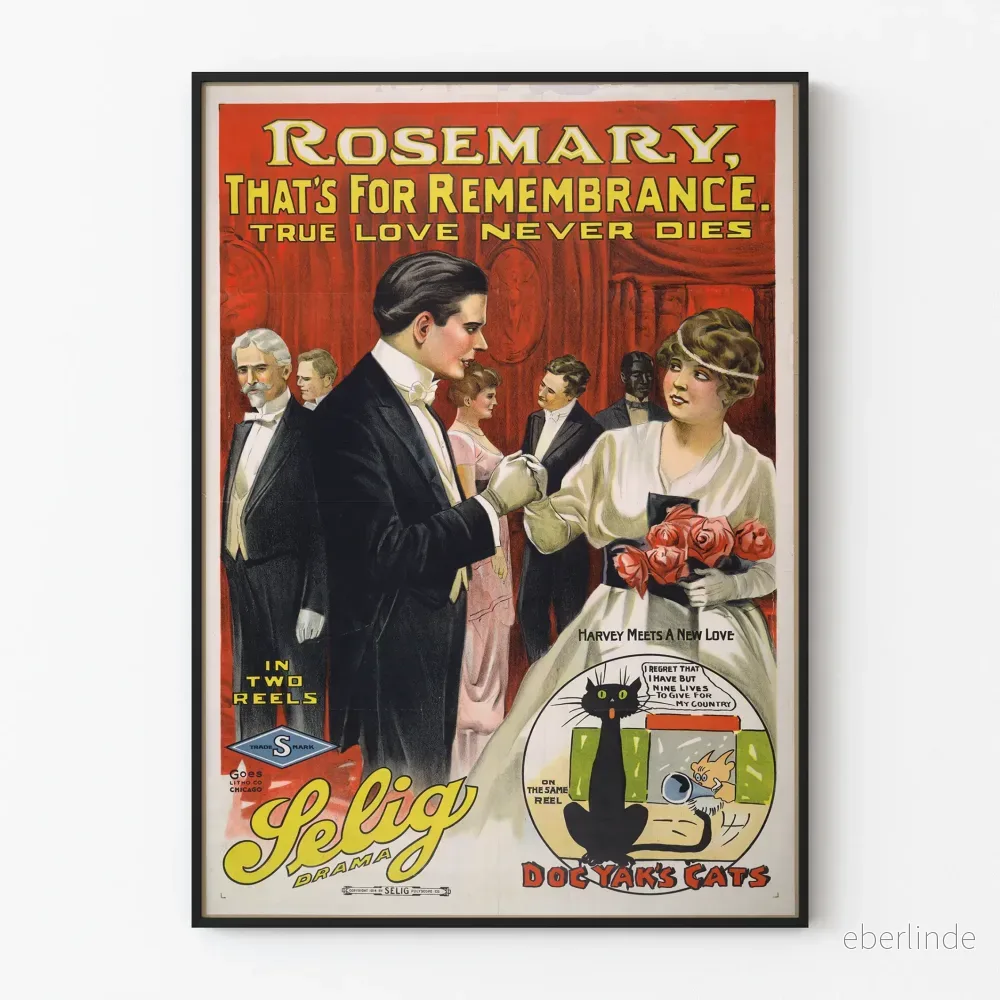 Vintageposter Rosemary That's For Remembrance - Retro väggdekoration