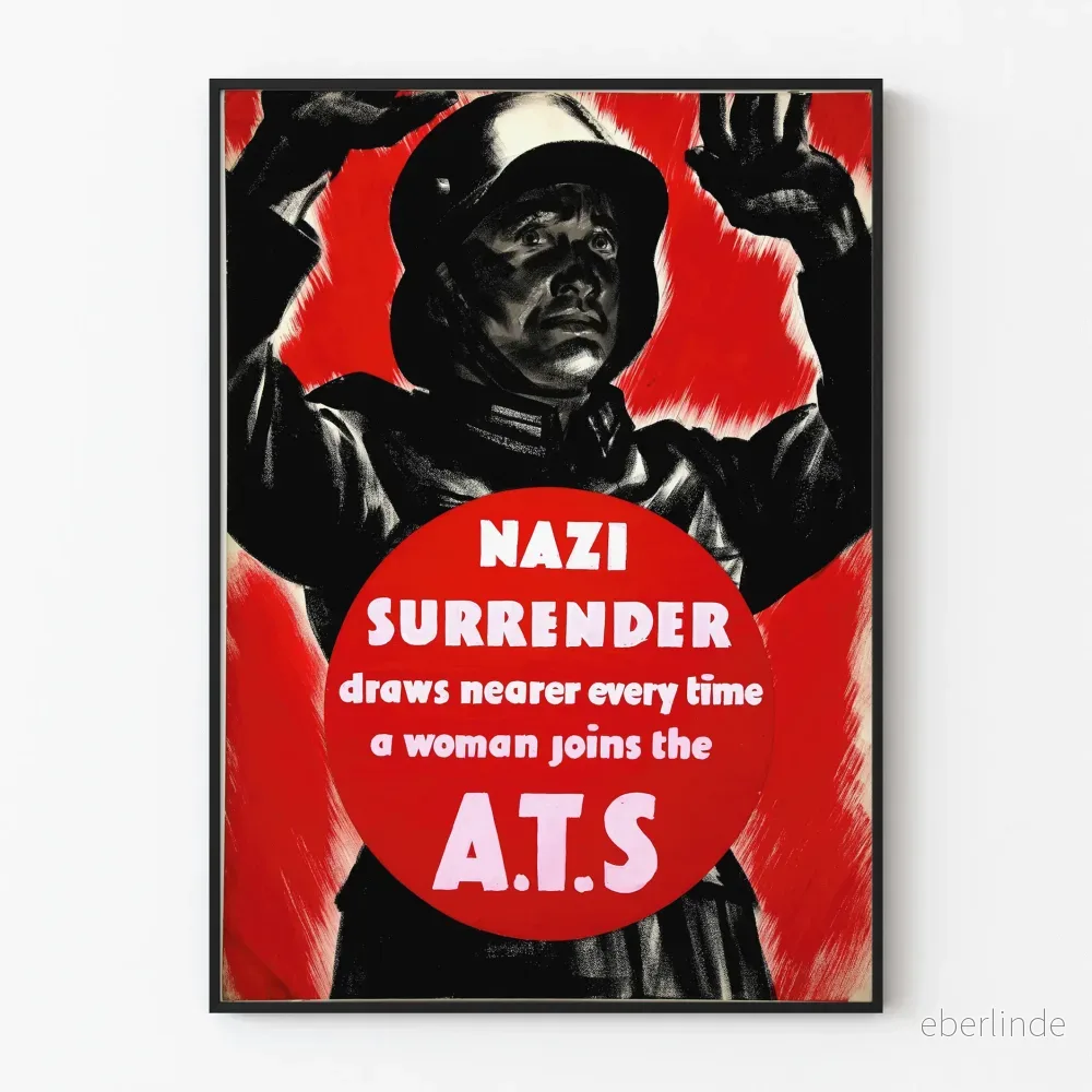 Vintage propagandaposter för krig - Surrender Nazi ATS