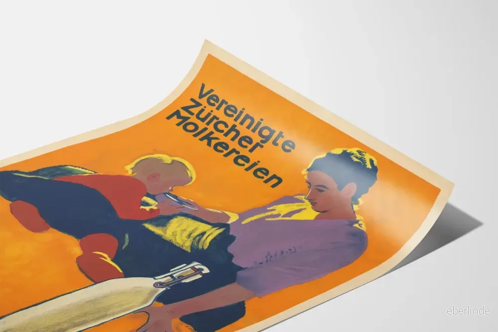 Vintageposter Vereingte Zürcher Molkereien – Väggdekoration med hygienisk mjölk - Bild 3