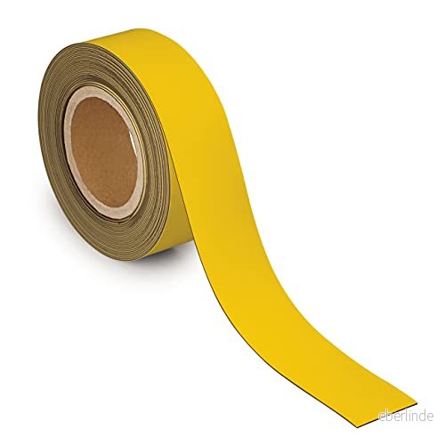 Maul Märkningstejp 50 mm x 1 mm, Märkbart Band Med Magnetisk Baksida, Mångsidigt Användbar På Kontor, Verkstad, Lager Och Kök, Kan Skäras Till individuellt, 10 M Längd, Gul 4002390082952