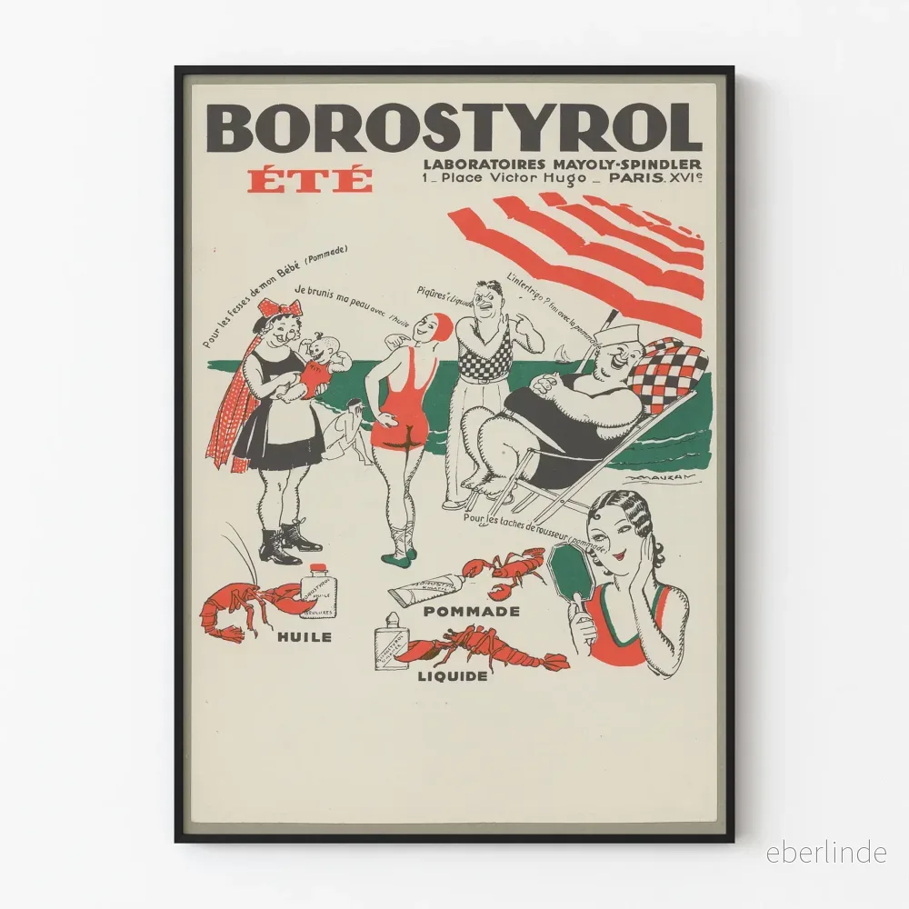 Vintageposter Borostyrol sommar - Retro väggdekoration