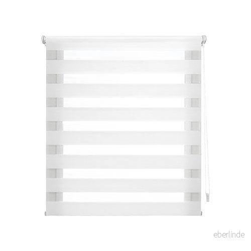 Decorblind Dubbelskikts rullgardin utan verktyg och ingen borrning, mått: 130 x 180 cm bredd längd/mått gardinduk: 127 175 natt dag vit, fönsterrullgardiner 8434363543898