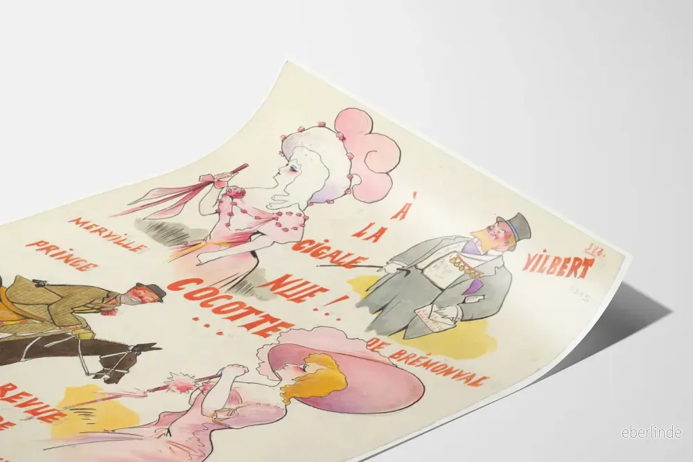 Vintage litografisk poster À la Cigale Nue Cocotte väggdekoration - Bild 3