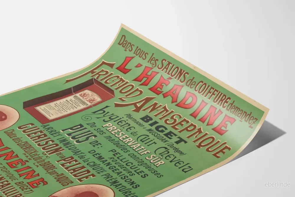 Vintageposter L'Héadine Friction Antiseptique för frisörsalonger - Bild 3