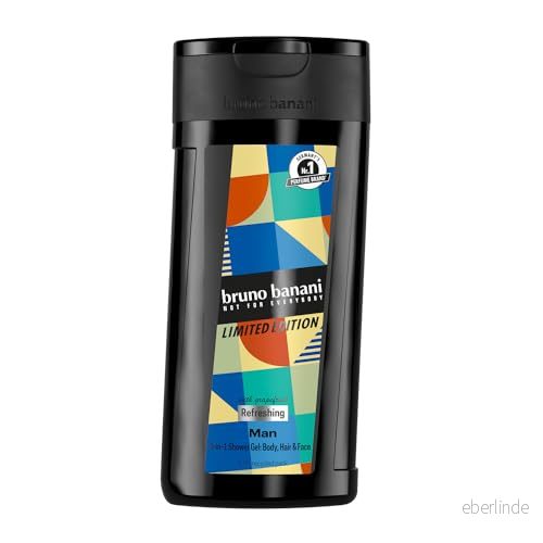 bruno banani Limited Edition Man Shower Gel, 3 i 1 duschgel för kropp, hår och ansikte, med träig herrdoft, 250 ml 3616305025890