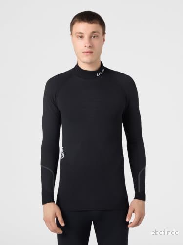 UYN Män AMBITYON UW Shirt LG_SL. Dragkedja UP sköldpadda nacke underskjorta, Blackboard/Black/White, L/XL 8054216368821