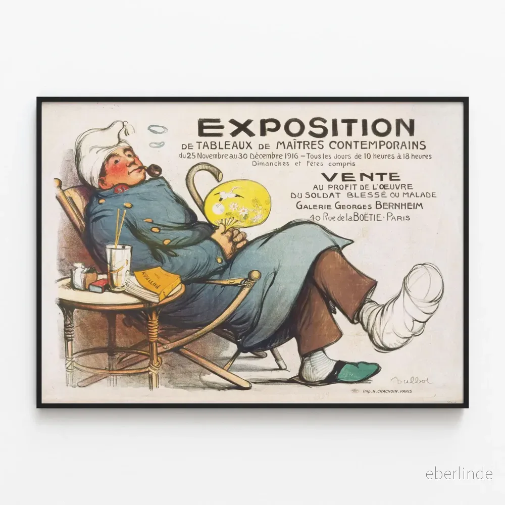 Vintageposter av utställning med samtida mästares målningar 1916 Vintageposter av utställning med samtida mästares målningar 1916