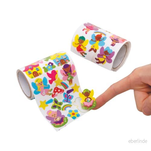 Baker Ross AX926 Fairy Sticker Rolls Pack med 600, barnklistermärken, idealiska för barns konst och hantverksprojekt, bra kortframställning scrapbooking 5051174115767