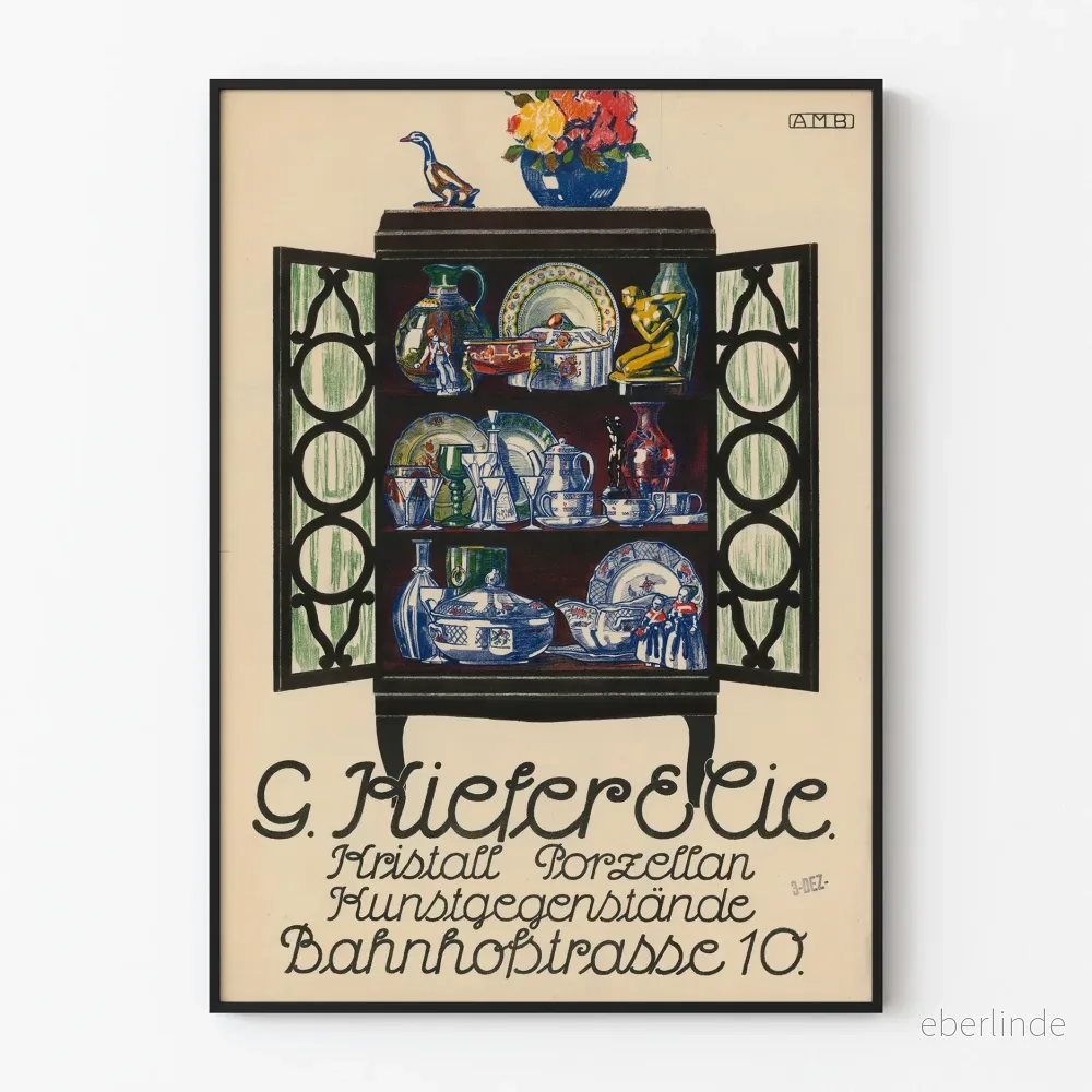 Vintageposter G. Kiefer & Cie - Väggdekoration av porslin och kristall
