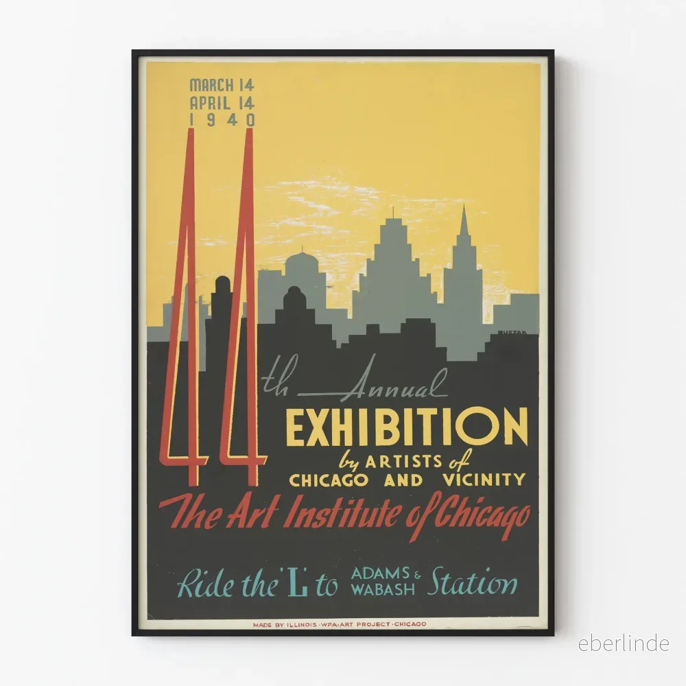 Vintage affisch för konstutställning Chicago 1940