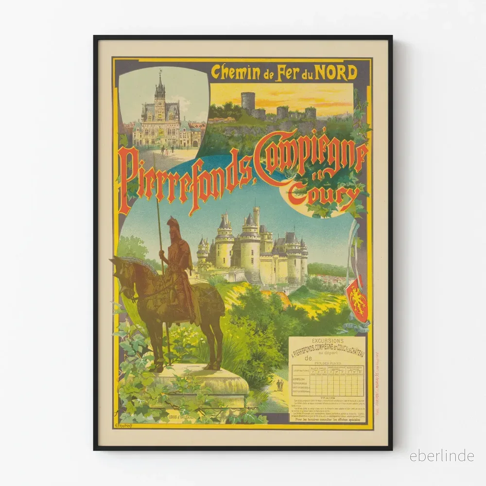 Vintageposter av Pierrefonds, Compiègne och Coucy slott