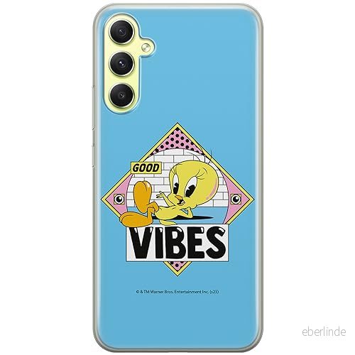 ERT GROUP mobiltelefonfodral för Samsung A34 5G originalt och officiellt licensierat Looney Tunes mönster Tweety 013 optimalt anpassad till formen på mobiltelefonen, fodral tillverkad av TPU plast 5905795094966