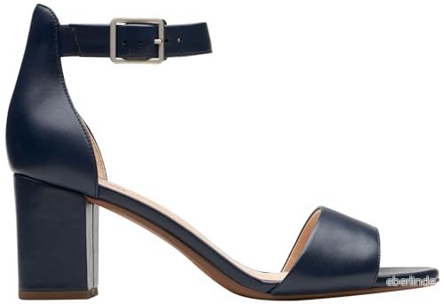 Clarks kvinnors Deva Mae ankelremklackar, Marinblått läder, 35.5 EU 5063090581137