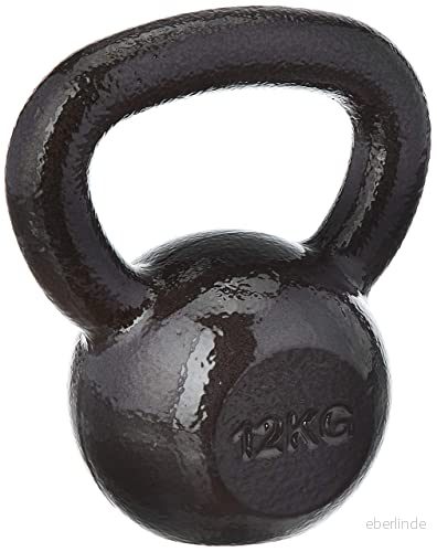 Amazon Basics Kettlebell i gjutjärn med strukturerad och målad yta, svart, 12 kg (26 lbs) 192233011158