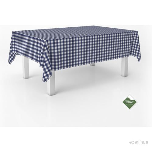 ECOMMERC3 Vichy fläckbeständig bordsduk för rektangulärt bord storlek 100 x 140 cm med extra mjuk känsla och vattentät marinblå 8435767371674