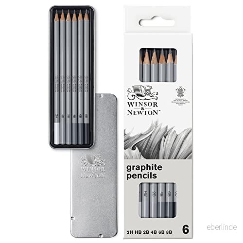 Winsor & Newton Studio Collection Soft Core, set med 6 grafitpennor (8B 2 H), professionell kvalitet för konstnärer, skissning, skuggning och teckning 884955064832