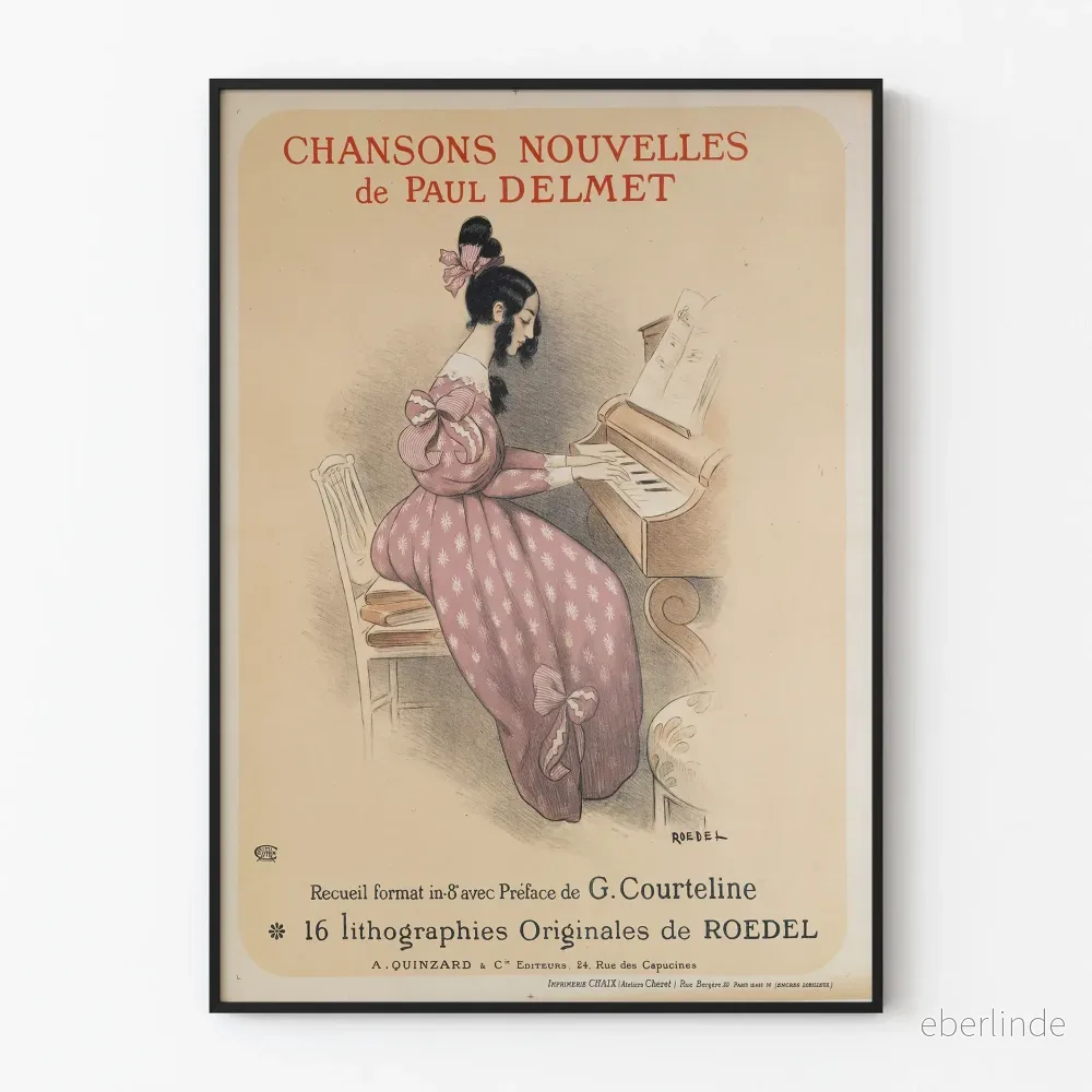 Vintageposter med Nya Sånger av Paul Delmet - Musikalisk väggdekoration