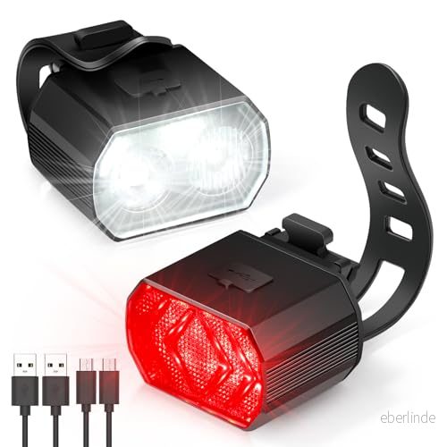 Blendura Cykelljus, IPX6 USB uppladdningsbara LED cykellampor vattentät 6 belysningslägen fram och bak för ridning på natten, camping 757876741734