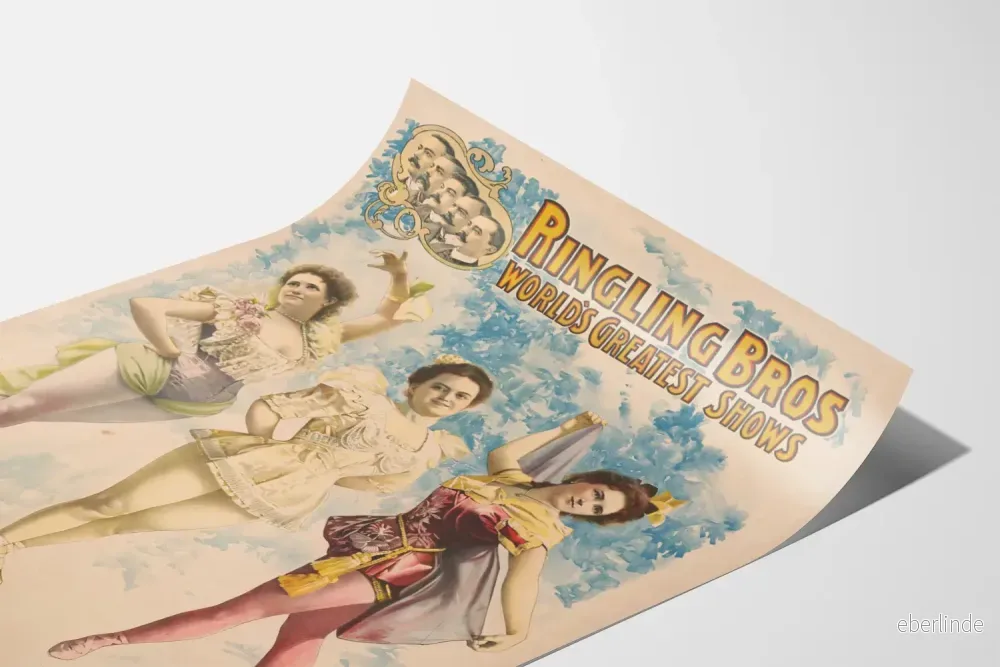 Vintageposter Ringling Bros - Kvinnliga luftakrobatstjärnor - Bild 3