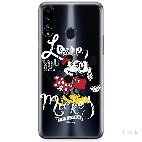 ERT GROUP mobiltelefonfodral för Samsung A20S originalt och officiellt licensierat Disney mönster Mickey & Minnie 001 optimalt anpassad till formen på mobiltelefonen, gedeeltelijk transparant 5904805435881