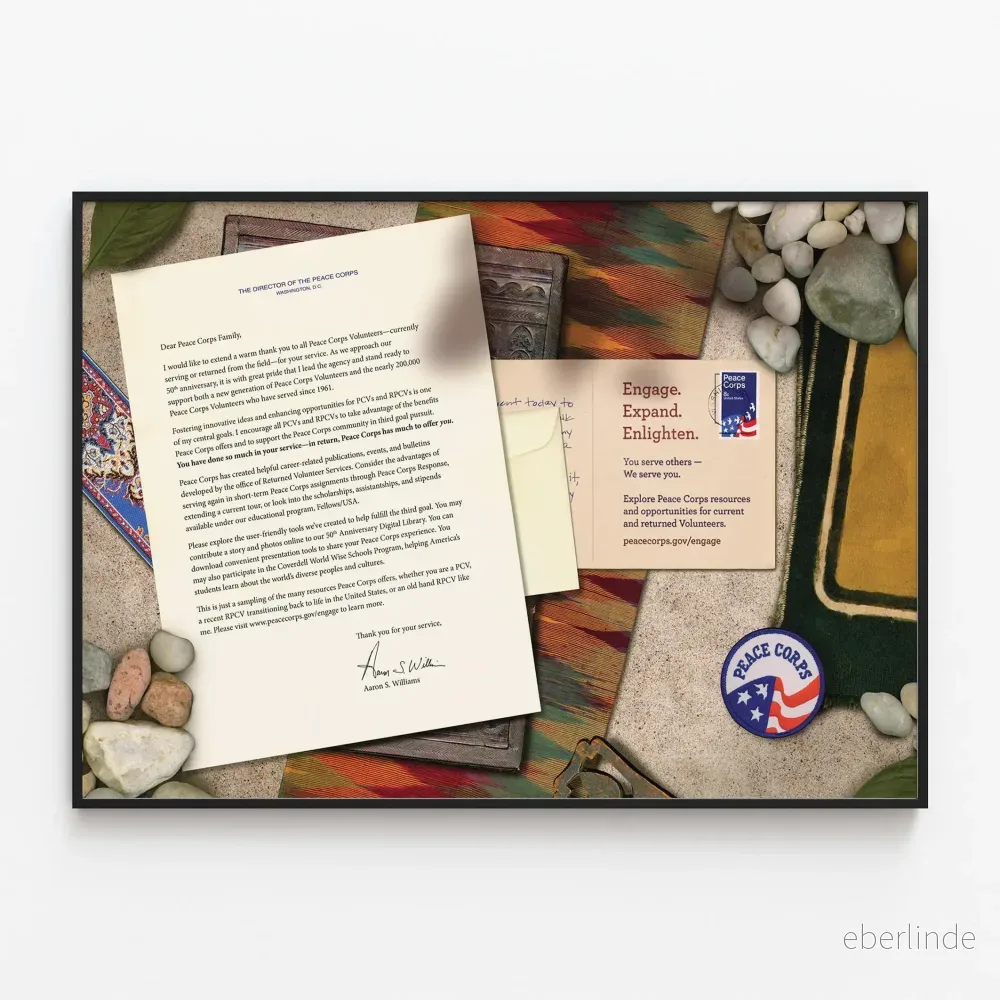 Vintageposter Peace Corps – Brev och emblem Vintageposter Peace Corps – Brev och emblem