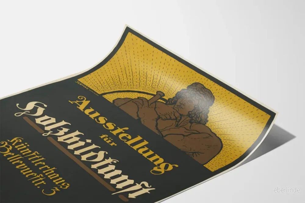 Vintageposter för konstutställning med träskulpturer - Bild 3