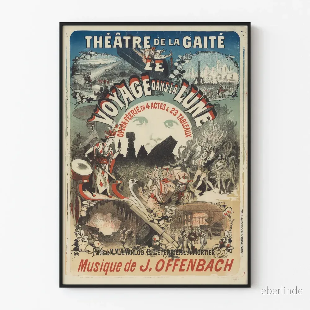Teateraffisch för Théâtre de la Gaîté - Resan till månen - Vintage väggdekoration
