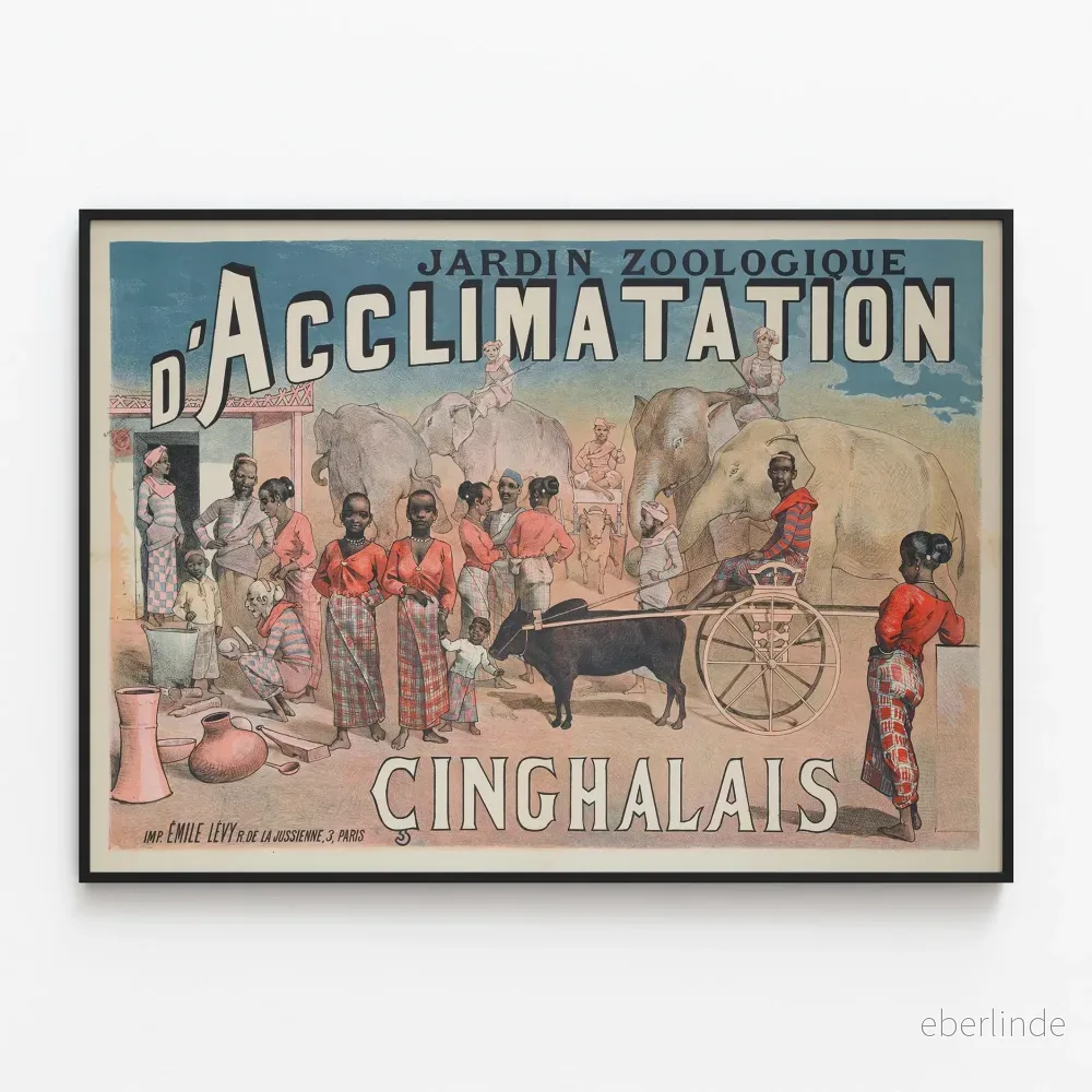 Vintageposter av Jardin Zoologique d'Acclimatation Cinghalais