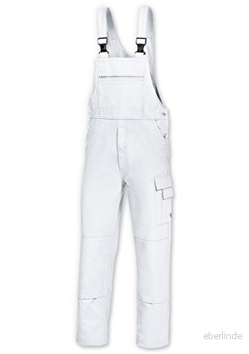 BP Workwear Basic 1482 060 21 hängselbyxor tyghängslen med gummiinsats fickor för knäskydd ren bomull normal passform storlek: 58 färg: vit 4010365555301