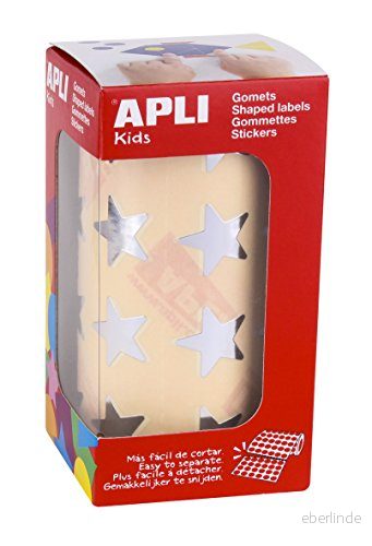 APLI Kids 12045 Roll av silvermetallic stjärnor 19,5 mm 8410782120452