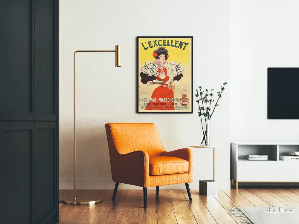 Vintageposter för L'Excellent Consommé de Viande de Bœuf – Retro väggdekoration - Bild 2