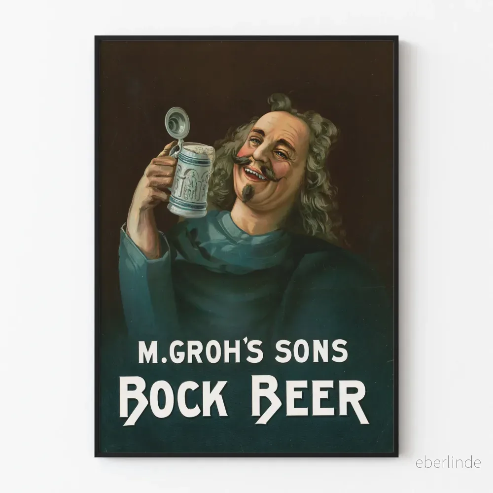Vintage reklamposter för Bock Beer M. Groh's Sons