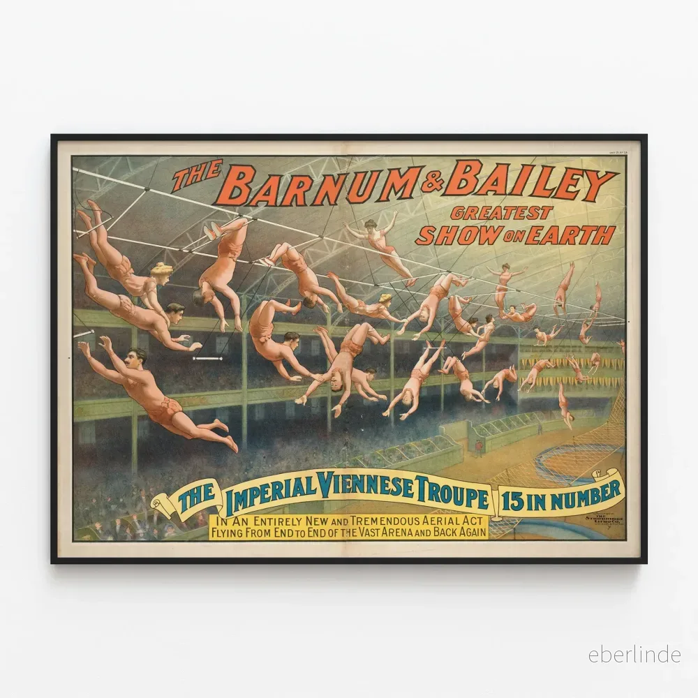 Vintageposter Barnum & Bailey - Vänskapsflygande Världstrupp