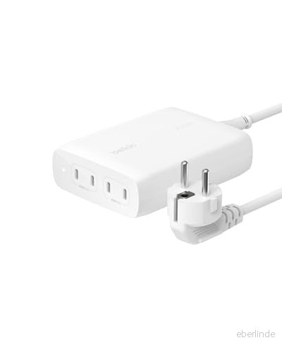 Belkin BoostCharge Pro 4 portars USB C GaN väggladdare, 200 W laddare med PD 3.1 Fast Charge + 1,5 m kabel for MacBook Pro, iPhone 15 serien, iPad Galaxy S24, Google Pixel, m.fl. 745883868230
