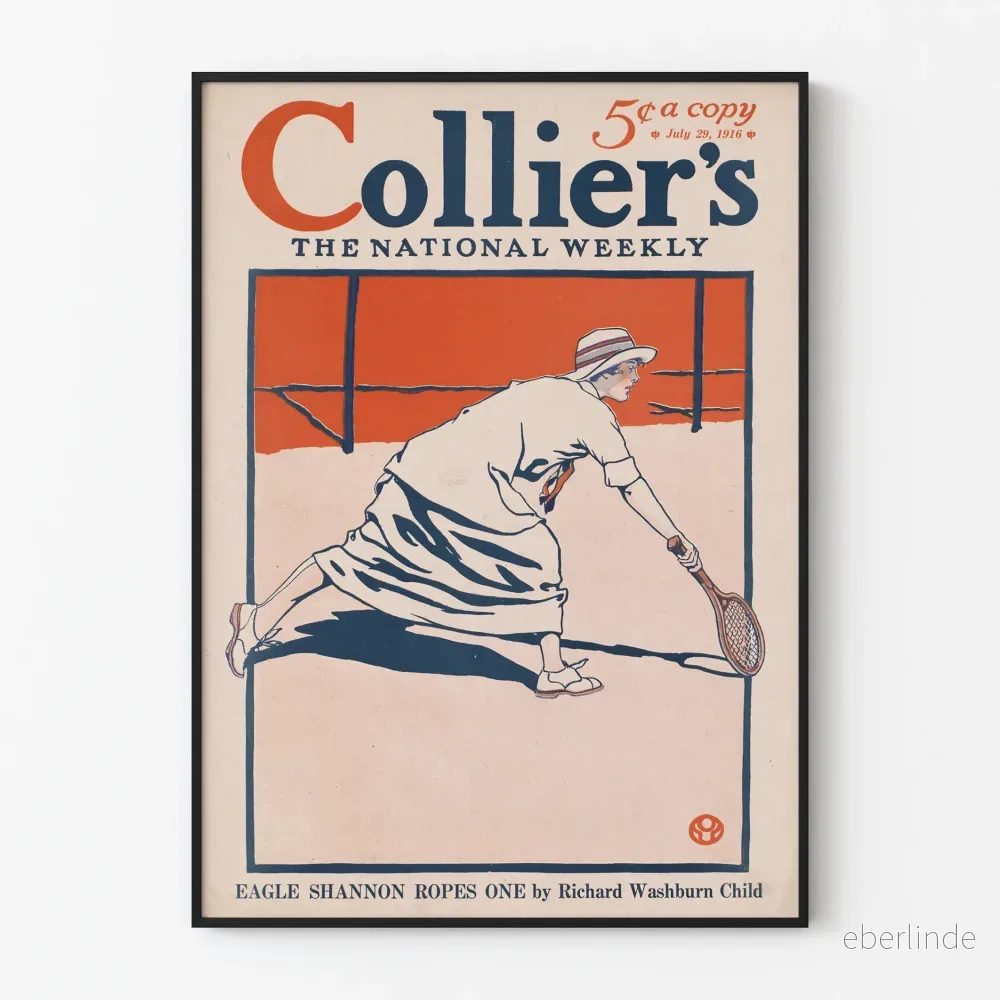 Vintageposter Collier's The National Weekly - Kvinnors tennis 1916
