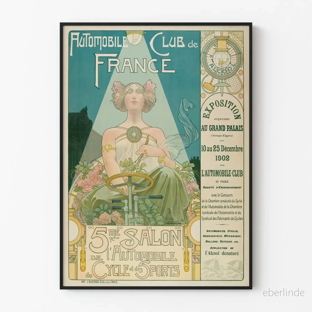 Vintage väggdekoration: 5:e Salon Automobile Club de France 1902 - Poster