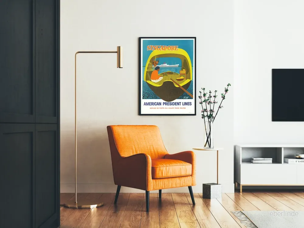 Vintageposter Singapore American President Lines - Maritim väggdekoration - Bild 2
