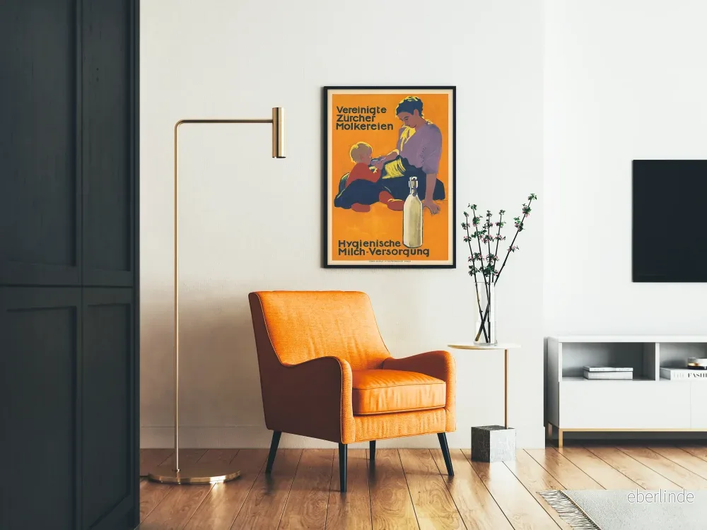 Vintageposter Vereingte Zürcher Molkereien – Väggdekoration med hygienisk mjölk - Bild 2