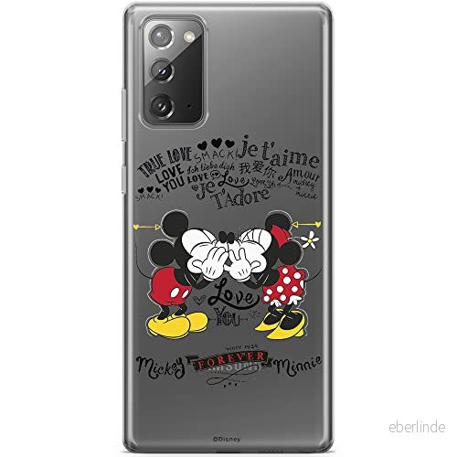 ERT GROUP mobiltelefonfodral för Samsung GALAXY NOTE 20 originalt och officiellt licensierat Disney mönster Mickey & Minnie 005 anpassad till formen på mobiltelefonen, gedeeltelijk transparant 5903040457689