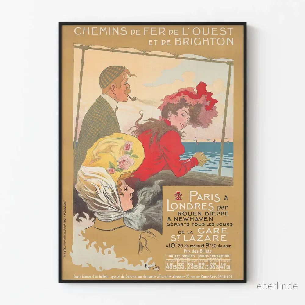 Vintageposter för Paris till London järnväg - Väggdekoration för resor