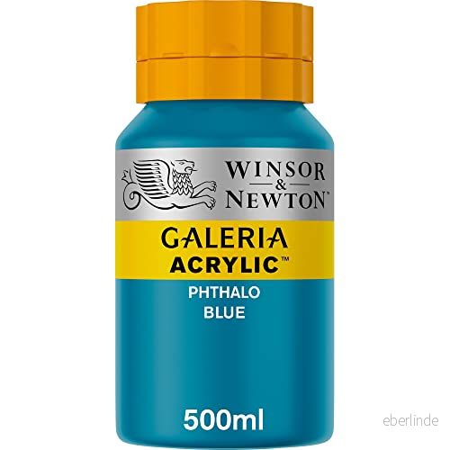 Winsor & Newton 2150516 Galeria akrylfärg, hög pigmentering, ljusäkta, krispig konsistens, 500 ml kruka ftaloblå 884955030028